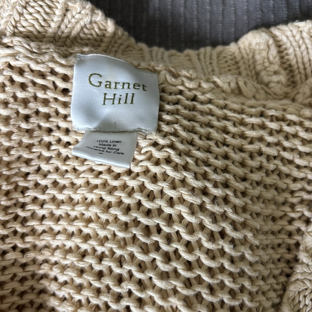 Garnet Hill Linen Cardigan Sweater Size Small Beige - Picture 12 of 12